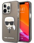 Калъф Karl Lagerfeld - Glitter Karl Head, iPhone 13 Pro, черен - 2t